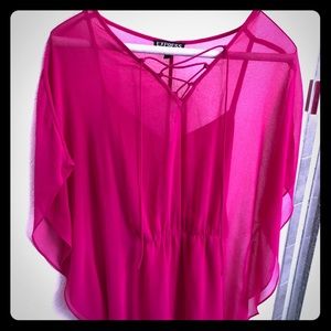 Fuschia, flowing dress from Express